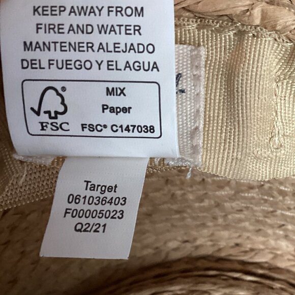 Women's Paper Straw Boater Sun Hat Adjustable Chin Strap Universal Thread 202C - Picture 10 of 10